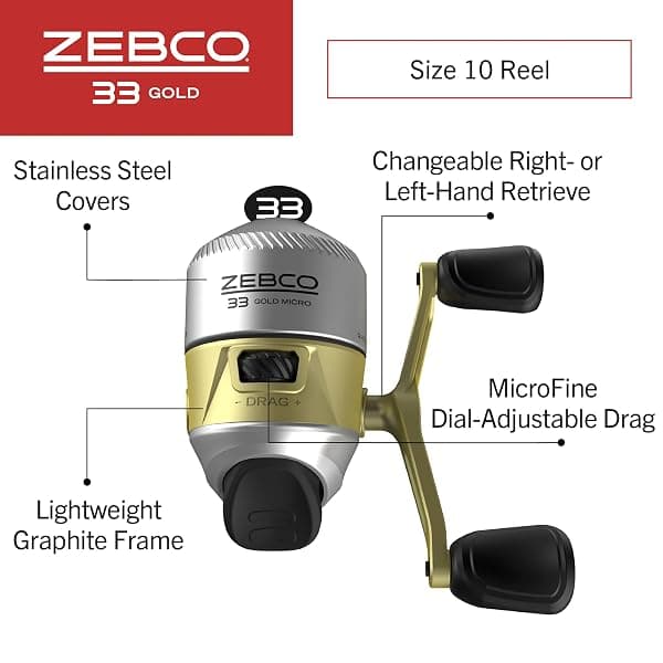 Zebco 33 Gold Micro Spincast Reel, Size 10 — view 2 of 4