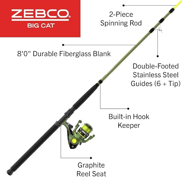 Zebco Big Cat Spinning Combo, 8' Heavy, Size 60 — view 2 of 4