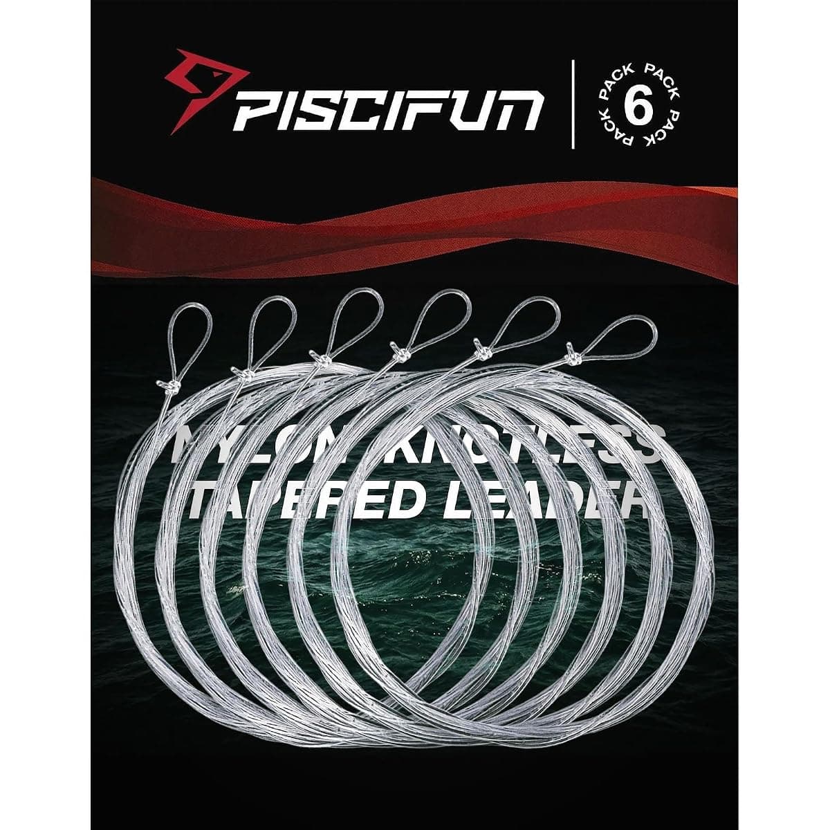 Piscifun Tapered Fly Leader, 9 ft, 3X, 6 Pack