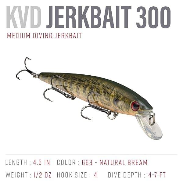 Strike King KVD Jerkbait 300, 4.75 in, Natural Bream — view 2 of 4
