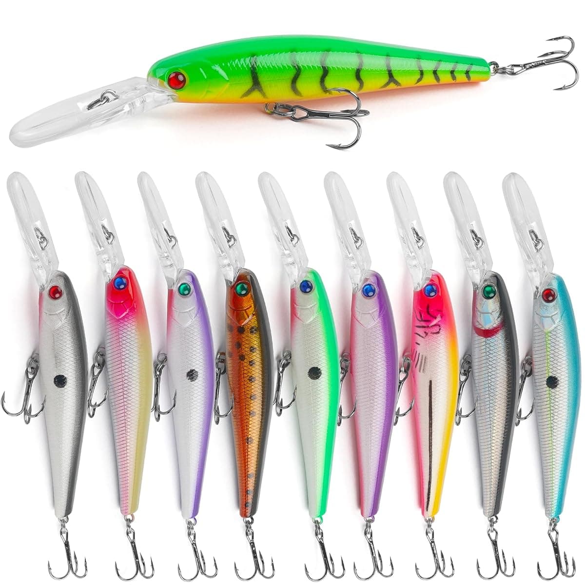 JSHANMEI Deep Diving Crankbaits, 10-Pack, 5 in