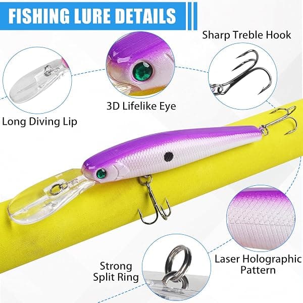 JSHANMEI Deep Diving Crankbaits, 10-Pack, 5 in — view 2 of 4