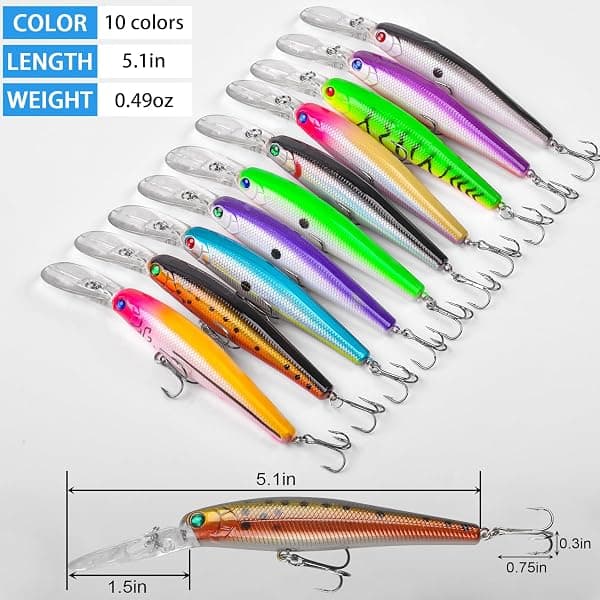 JSHANMEI Deep Diving Crankbaits, 10-Pack, 5 in — view 4 of 4