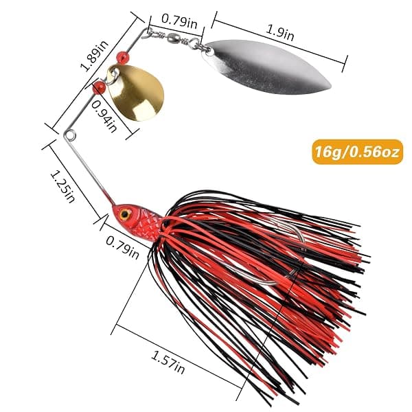 JSHANMEI Spinnerbait Kit, 6-Pack, 3/0 Hook — view 4 of 4