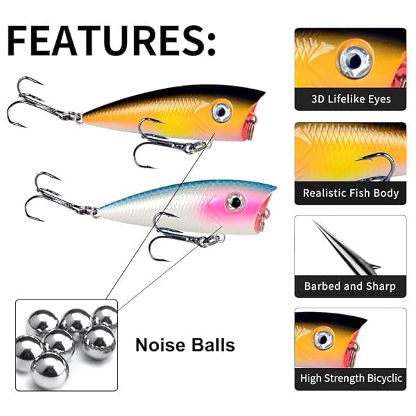 FANGBLUE Topwater Poppers, 5-Pack, 2.36 in — view 2 of 4