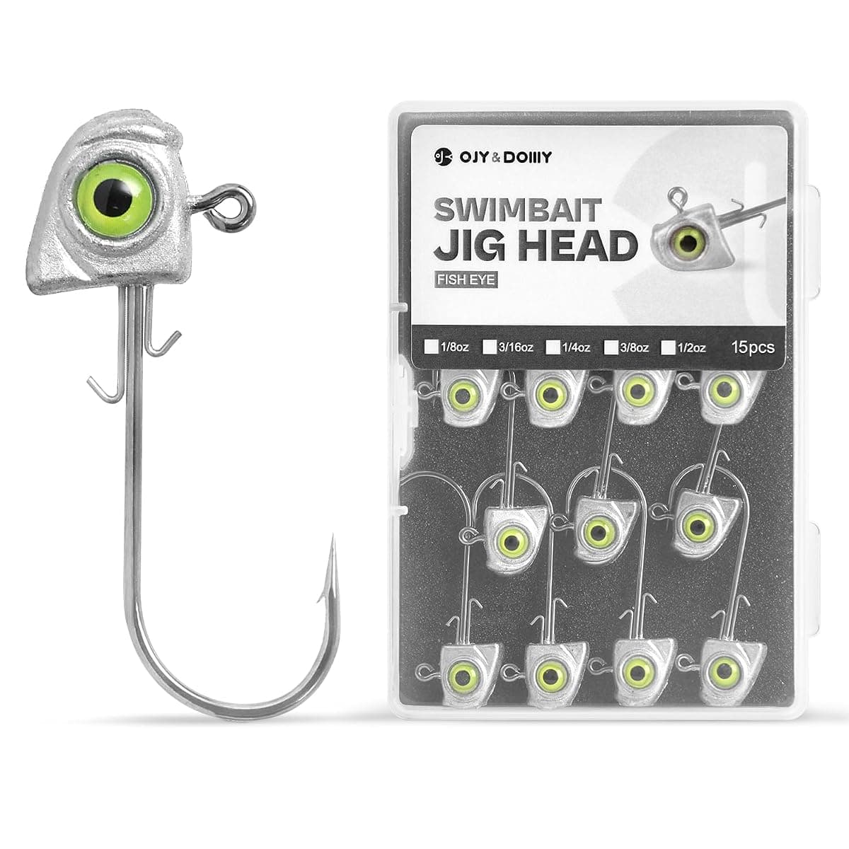 OJYDOIIIY Swimbait Jig Heads, 15-Pack