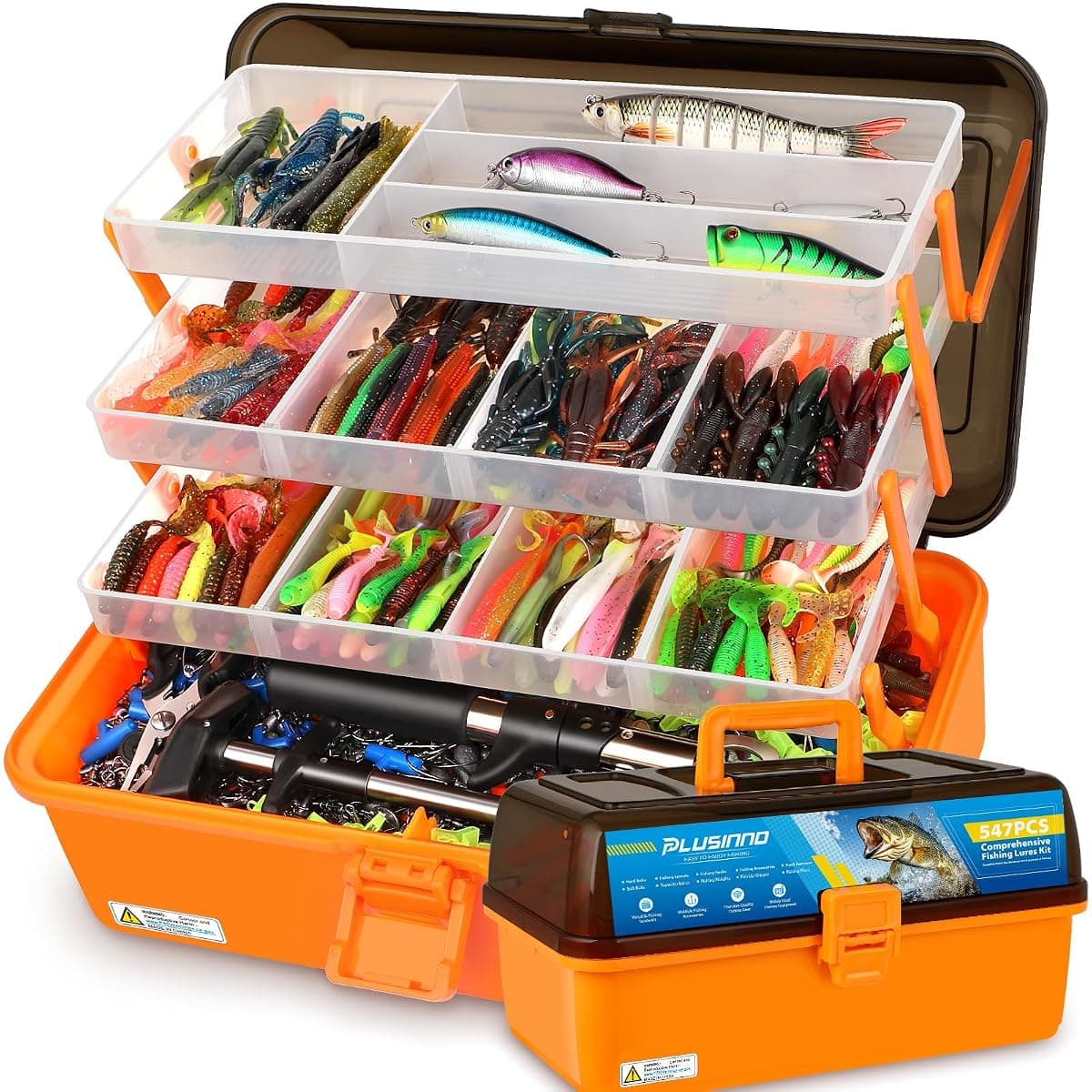 PLUSINNO 4-Layer Tackle Box Kit, 547 Pieces