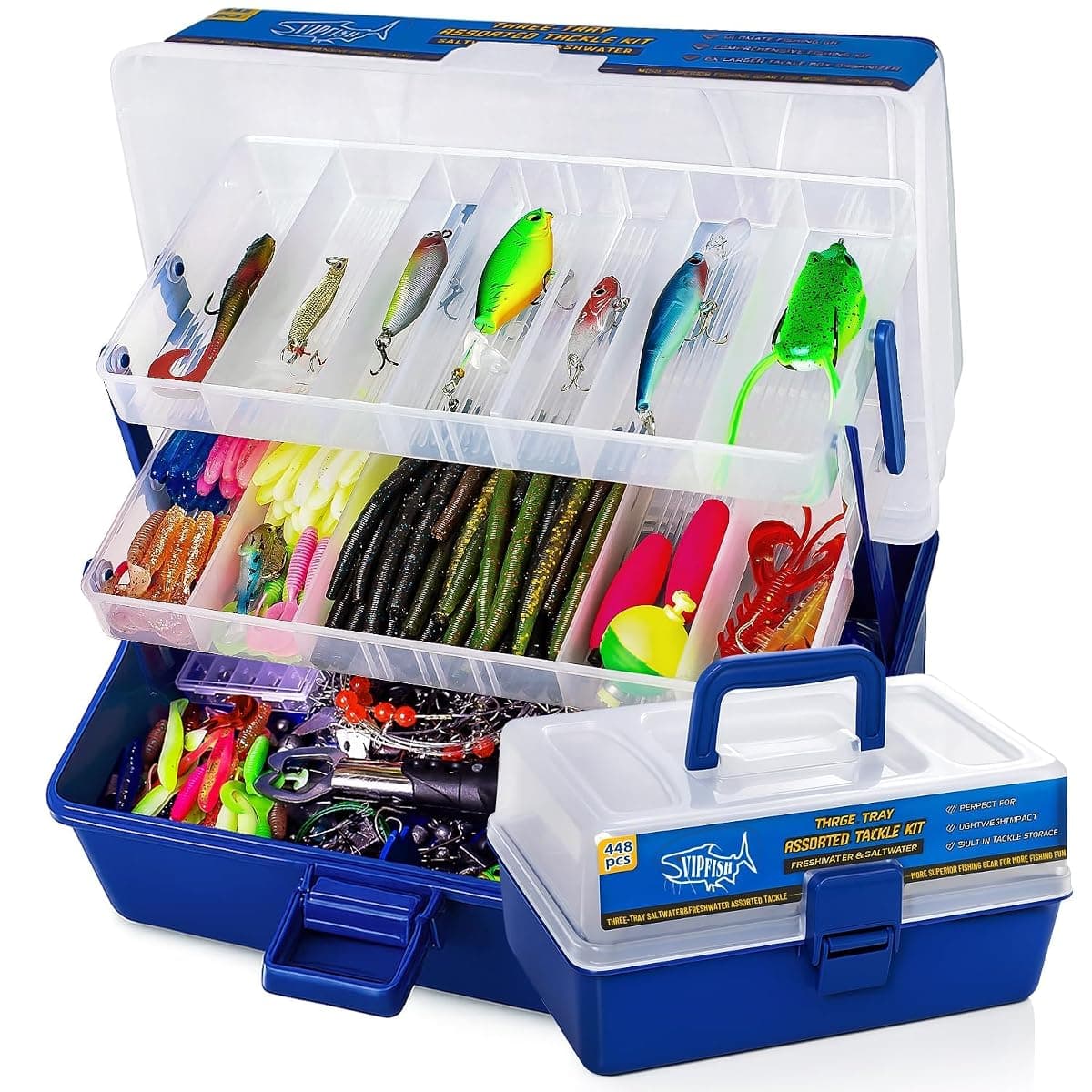 Vipfish 3-Layer Tackle Box Kit, 448 Pieces