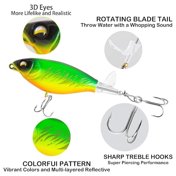 Jeoronuly Topwater Prop Lures, 5-Pack with Box — view 2 of 4