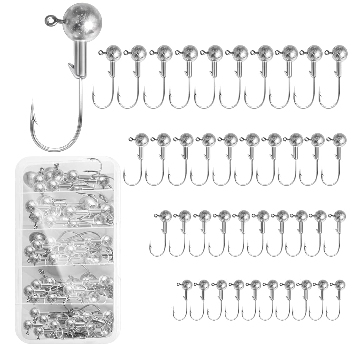 Jeoronuly Jig Head Kit, 40 Pieces, 4 Sizes