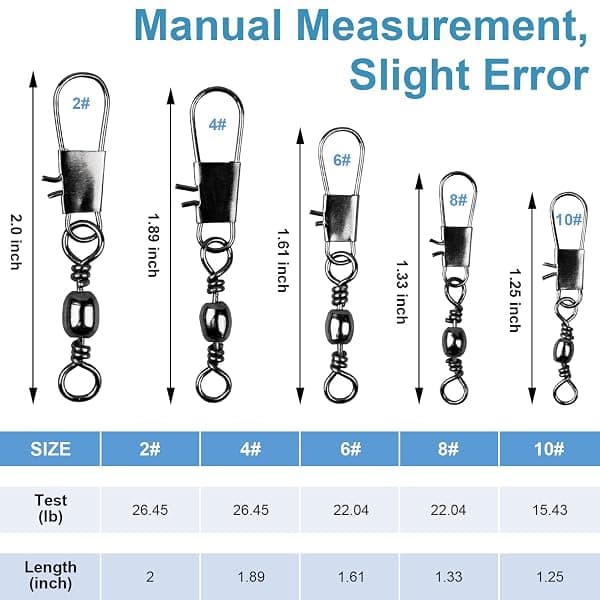 ReeMoo Ball Bearing Snap Swivels, 5 Sizes, 200 Pcs — view 3 of 4