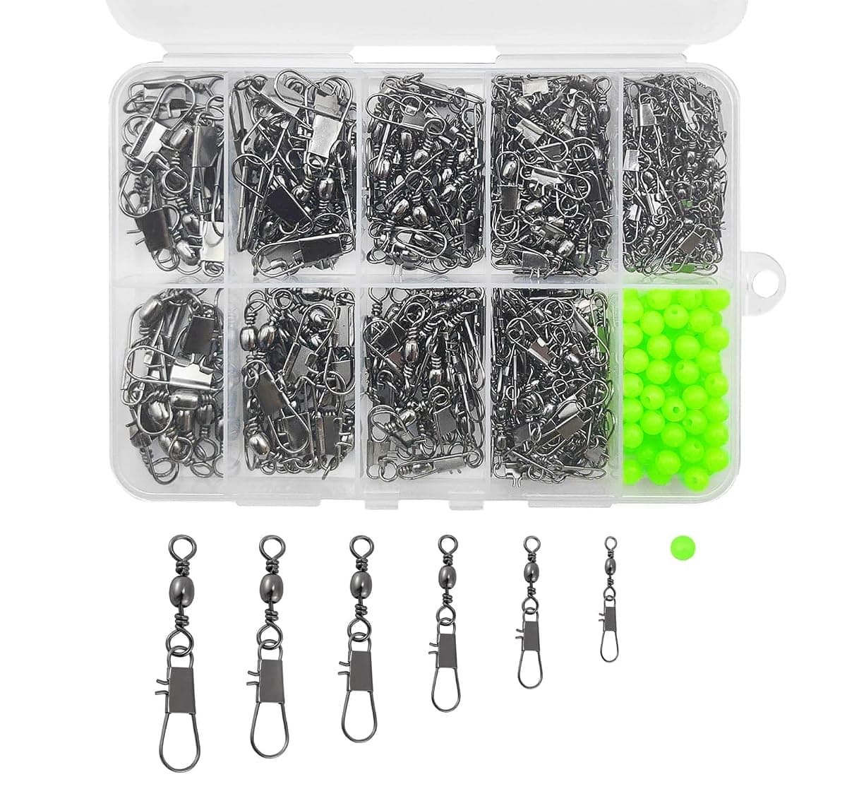 Drchoer Swivel and Bead Kit, 250 Swivels, 100 Beads