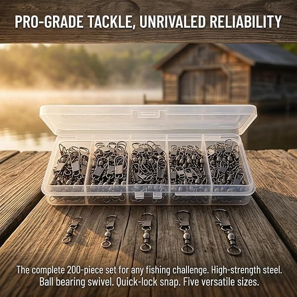 MOBOREST Barrel Snap Swivels, 5 Sizes, 200 Pieces — view 2 of 4