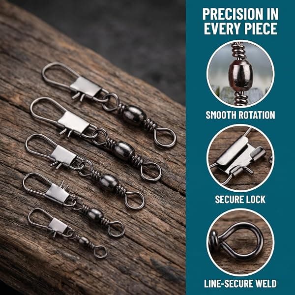 MOBOREST Barrel Snap Swivels, 5 Sizes, 200 Pieces — view 3 of 4