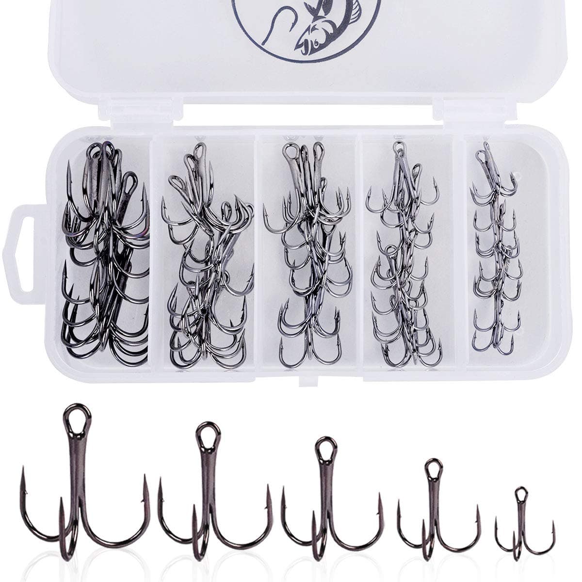 UCEC Treble Hooks, Sizes 2 to 10, 50 Pieces