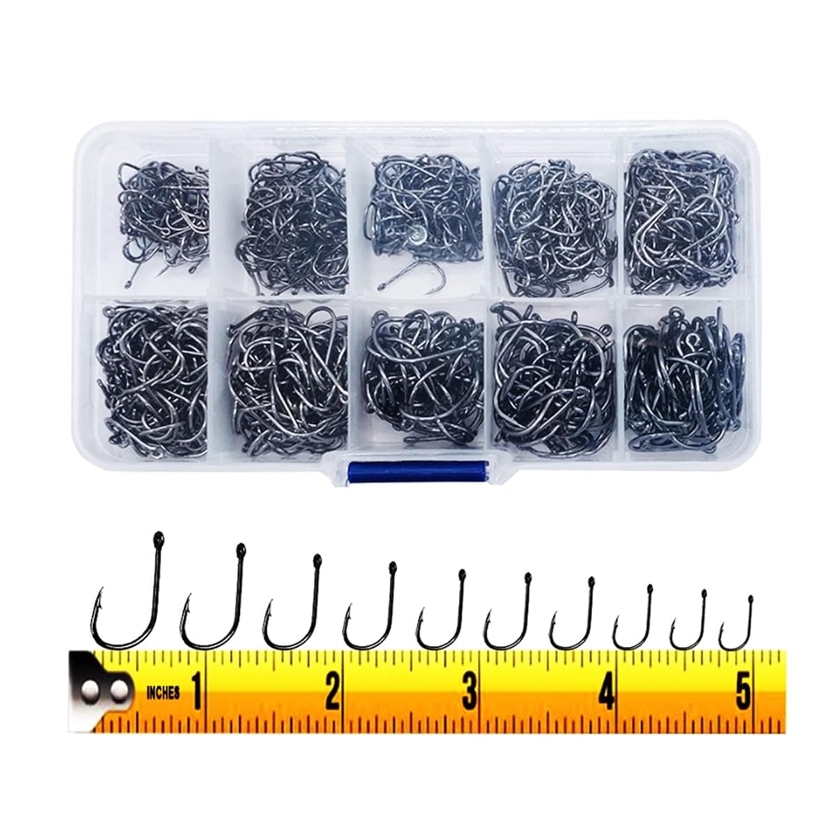 OstWony Barbed Hooks, Sizes 3 to 12, 300 Pieces