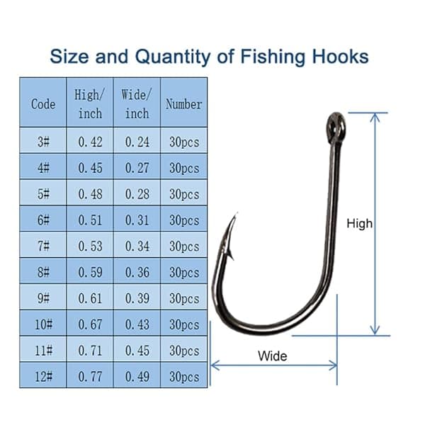OstWony Barbed Hooks, Sizes 3 to 12, 300 Pieces — view 2 of 4