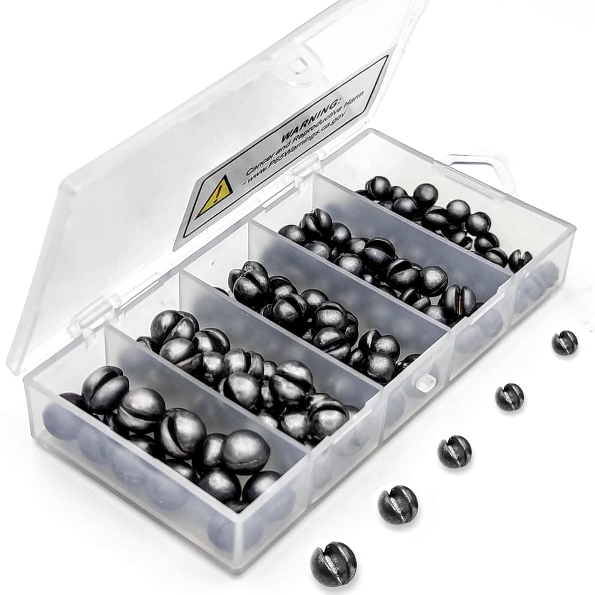 SANWEAL Round Split Shot Sinkers, 5 Sizes, 120 Pcs