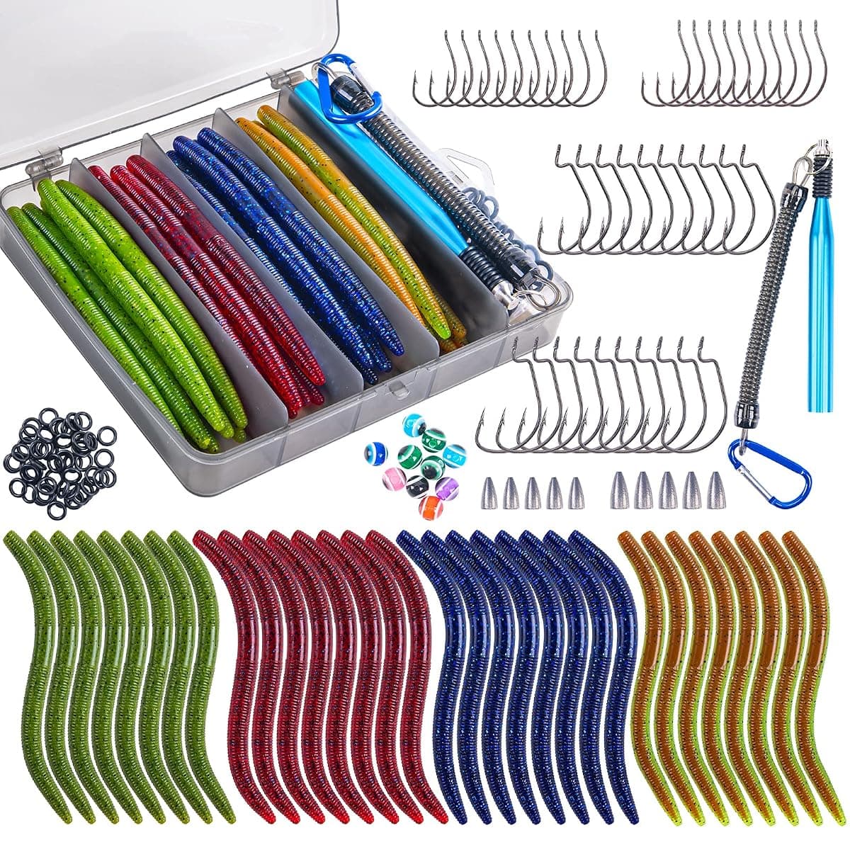 Goture Wacky Rig Kit with Tool and Worms, 143 Pcs