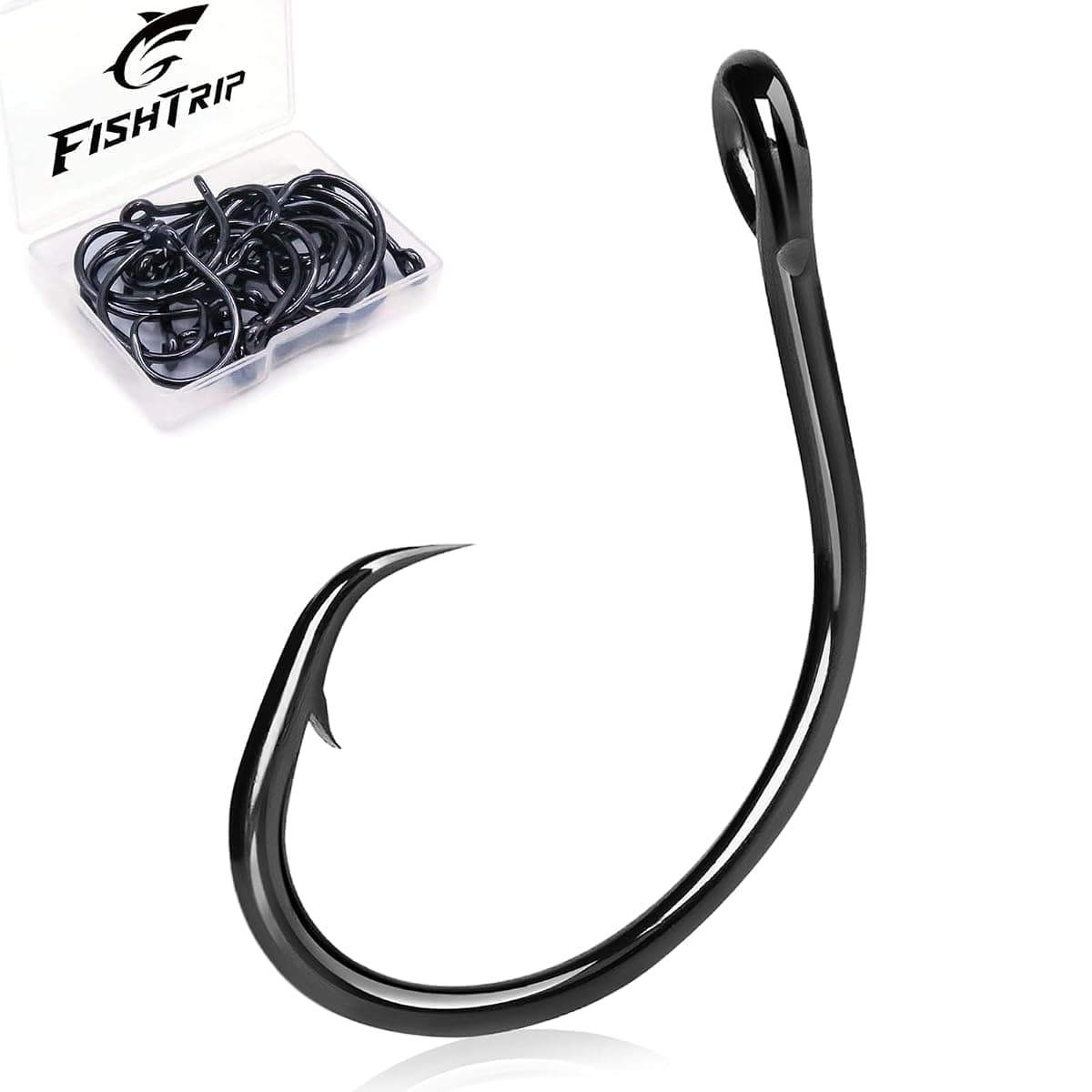 FishTrip 5X Inline Circle Hooks, Size 1, 25 Pcs