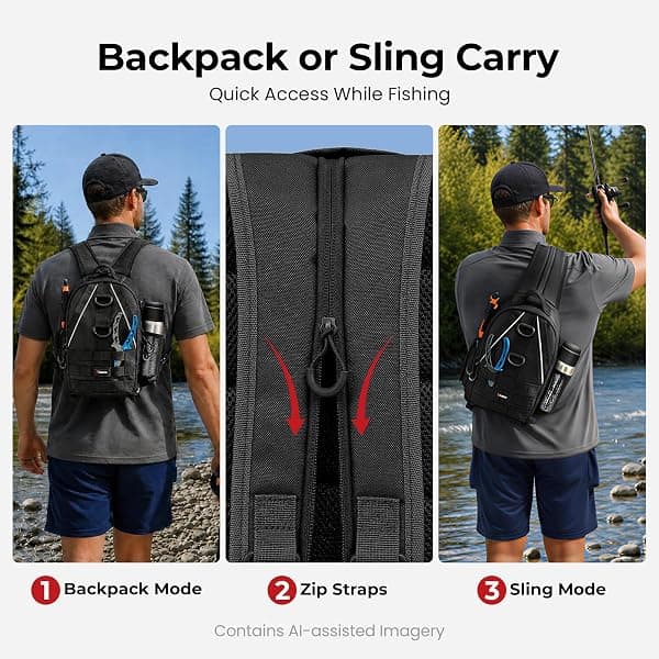Piscifun Fishing Backpack, 3 3700 Trays, Black — view 3 of 4