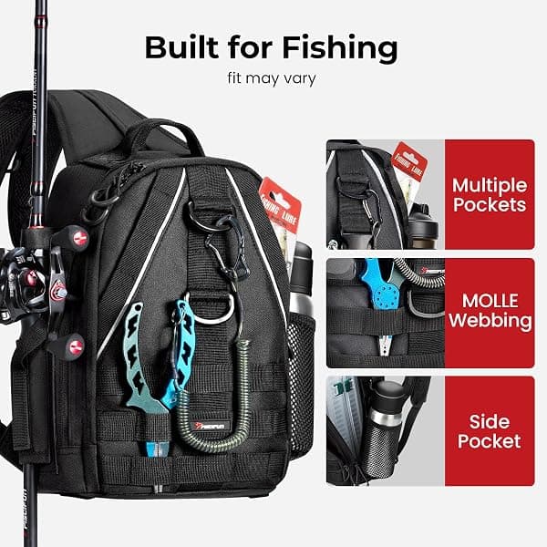 Piscifun Fishing Backpack, 3 3700 Trays, Black — view 4 of 4