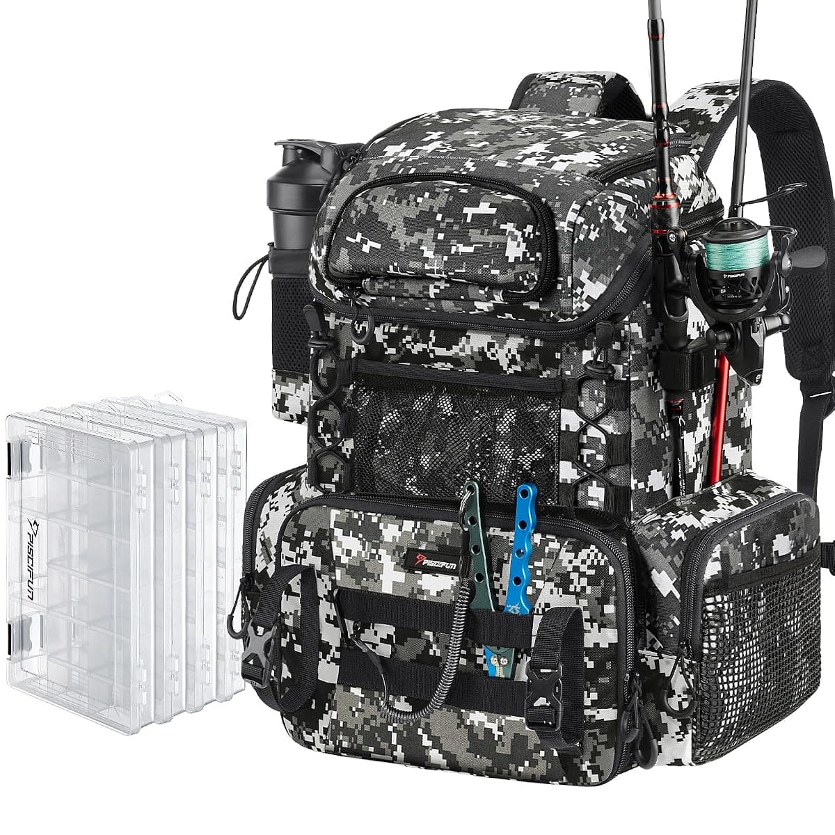 Piscifun Hatchback Tackle Pack, 42L, Camo