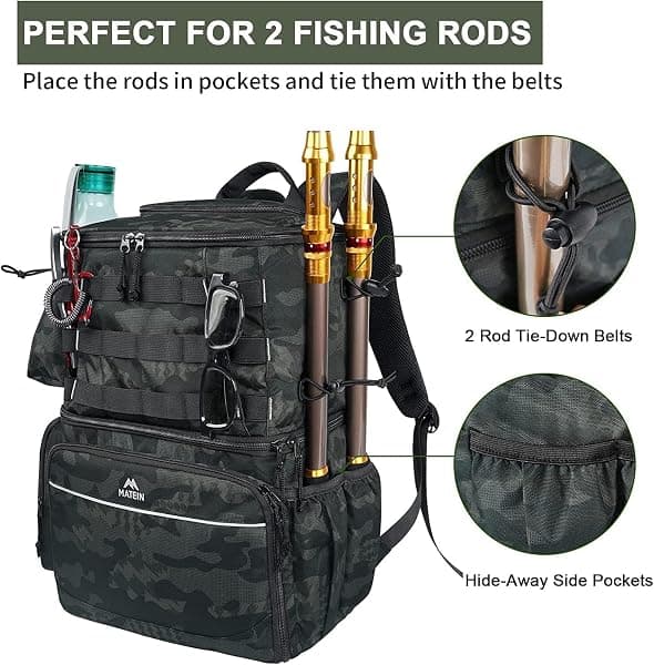 MATEIN Fishing Backpack with Cooler, 26L — view 4 of 4