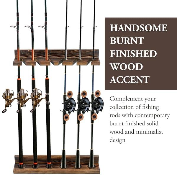 MyGift Wood Wall Rod Rack, Holds 6 Rods — view 4 of 4