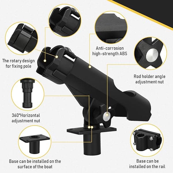 Threlaco Boat Rod Holders, 4 Pack, 360 Swivel — view 4 of 4