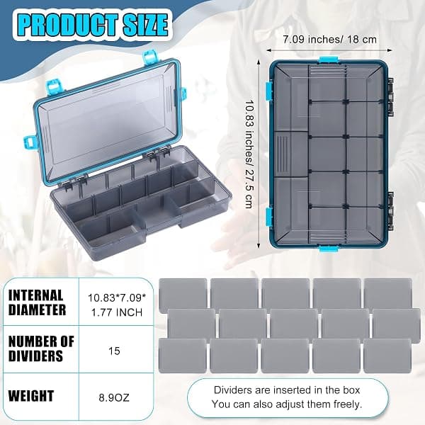 Wonderjune 3600 Tackle Trays, 6 Pack, Blue — view 2 of 4
