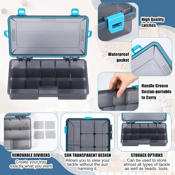 Wonderjune 3600 Tackle Trays, 6 Pack, Blue — view 3 of 4