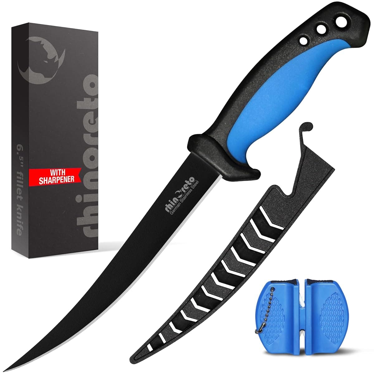 Rhinoreto Flexible Fillet Knife 6.5 in with Sheath