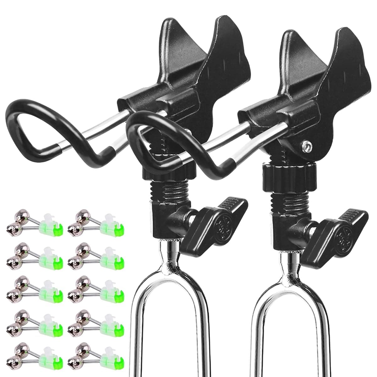 Cooltto Bank Fishing Rod Holders, 2-Pack with 10 Bells