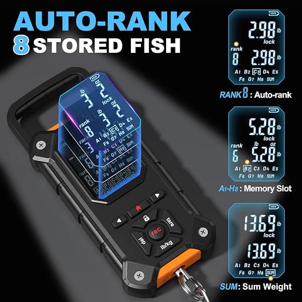 Snail Trail Digital Fish Scale, 50 lb, 8-Slot Memory — view 2 of 4