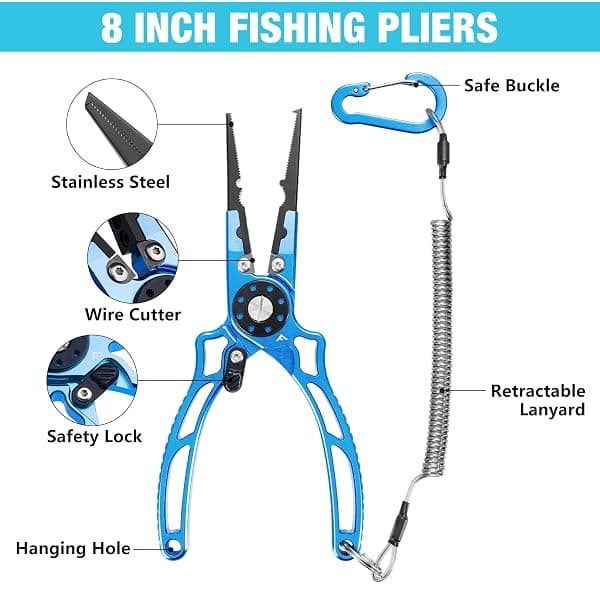 Flissa Saltwater Fishing Pliers, 8 in, Safety Lock — view 3 of 4