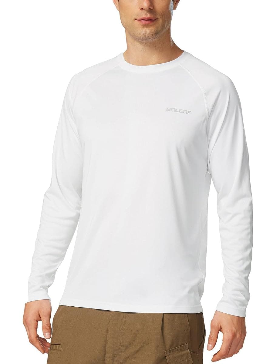 baleaf Men's UPF 50+ Long Sleeve Sun Shirt, White