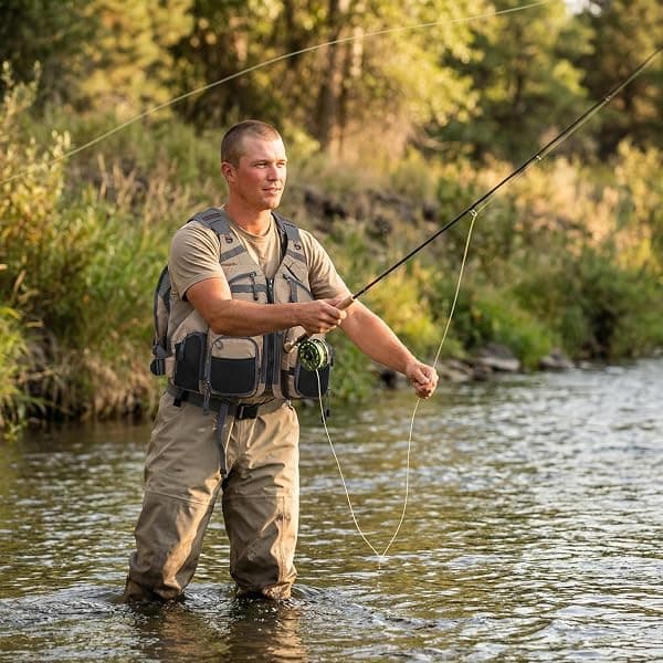 Kylebooker Fly Fishing Vest, 17 Pockets, Khaki — view 3 of 4