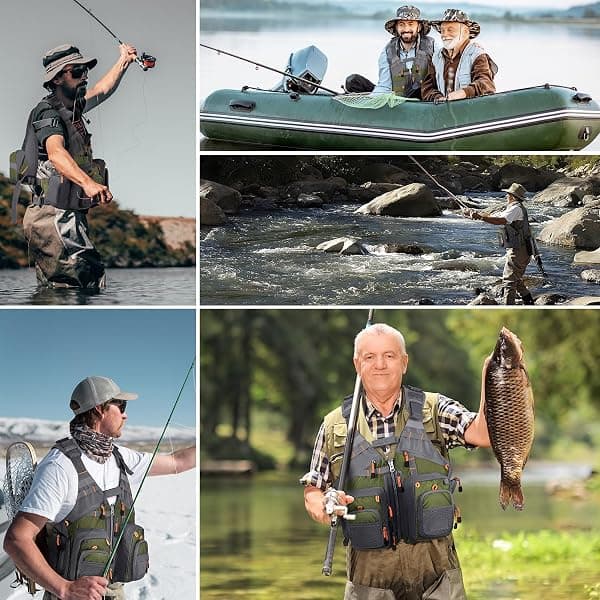 Gonex Fly Fishing Vest, 18 Pockets, Green Gray — view 2 of 4