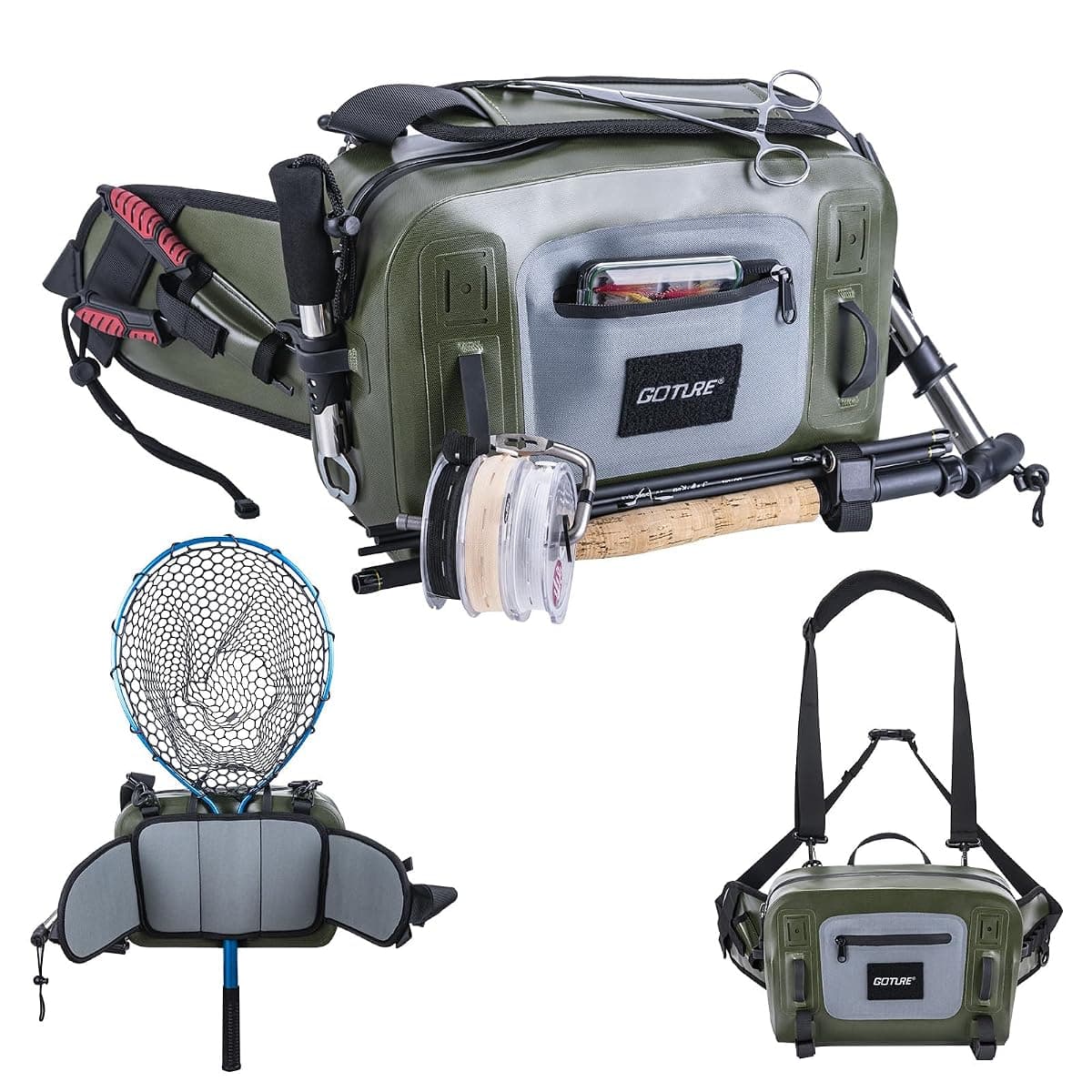 Goture Fishing Waist Pack, 9L IPX8 Waterproof
