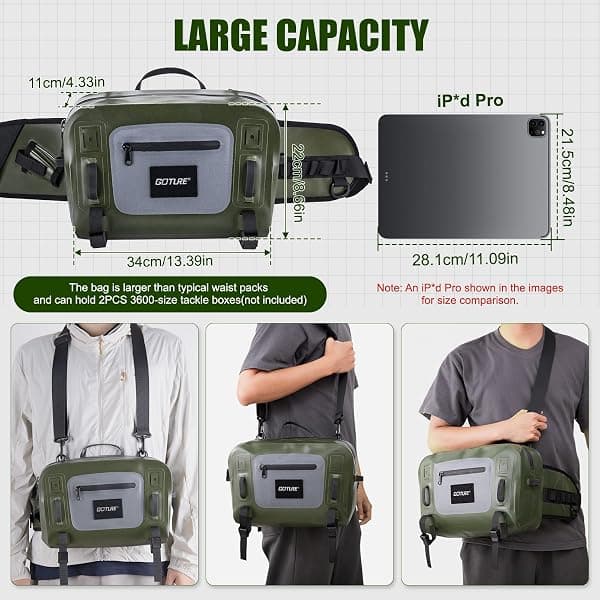 Goture Fishing Waist Pack, 9L IPX8 Waterproof — view 4 of 4