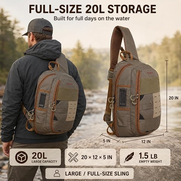 Ussuris Fly Fishing Sling Pack, Olive Green — view 2 of 4