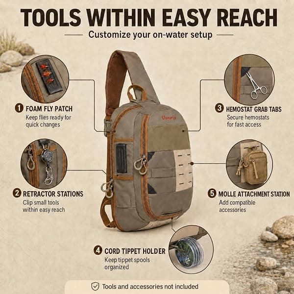 Ussuris Fly Fishing Sling Pack, Olive Green — view 3 of 4