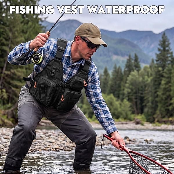 Hikary Fly Fishing Vest Pack, 10 Pockets, Black — view 4 of 4