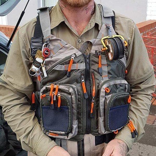 Kylebooker Fly Fishing Vest, 17 Pockets, Green — view 3 of 4
