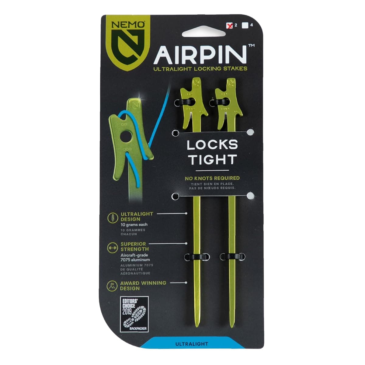 NEMO Airpin 7075 Aluminum Tent Stakes, 2-Pack