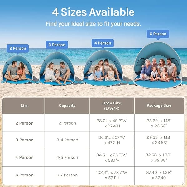 Wolfwise Pop Up Beach Tent, 3-Person Sun Shade — view 2 of 4