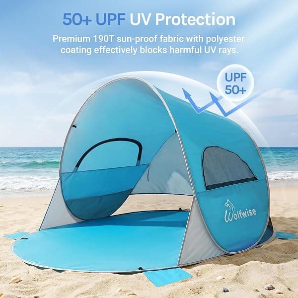 Wolfwise Pop Up Beach Tent, 3-Person Sun Shade — view 4 of 4