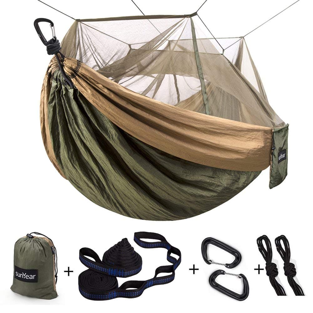 Sunyear Camping Hammock with Bug Net, Single