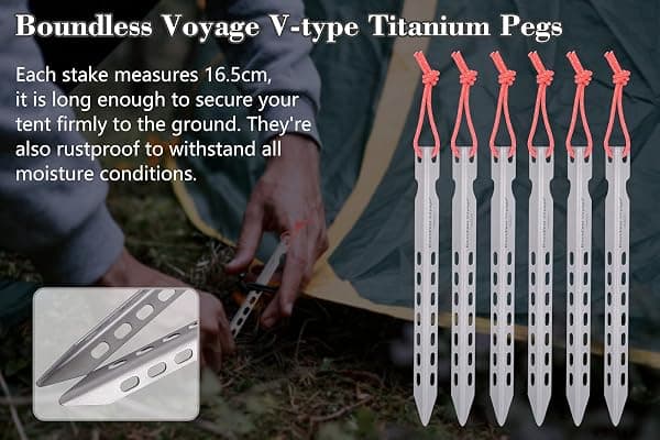 iBasingo Ti4008P Titanium V-Stakes, 6-Pack — view 2 of 4